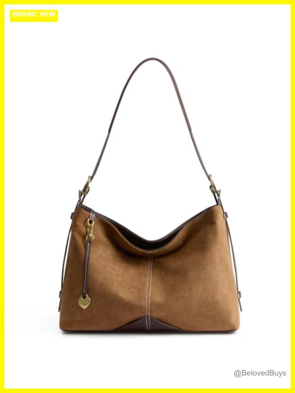 Faux Leather Hobo Bag, Adjustable Strap, Heart Charm, Tote